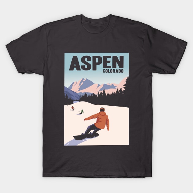 Aspen Colorado Winter Ski Vintage Travel Poster Gift T-Shirt by Terrybogard97